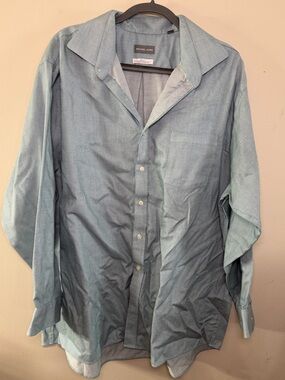 Michael Kors Big Fit Button Down Shirt Men’s Large 18.5 Green Oversized L XL